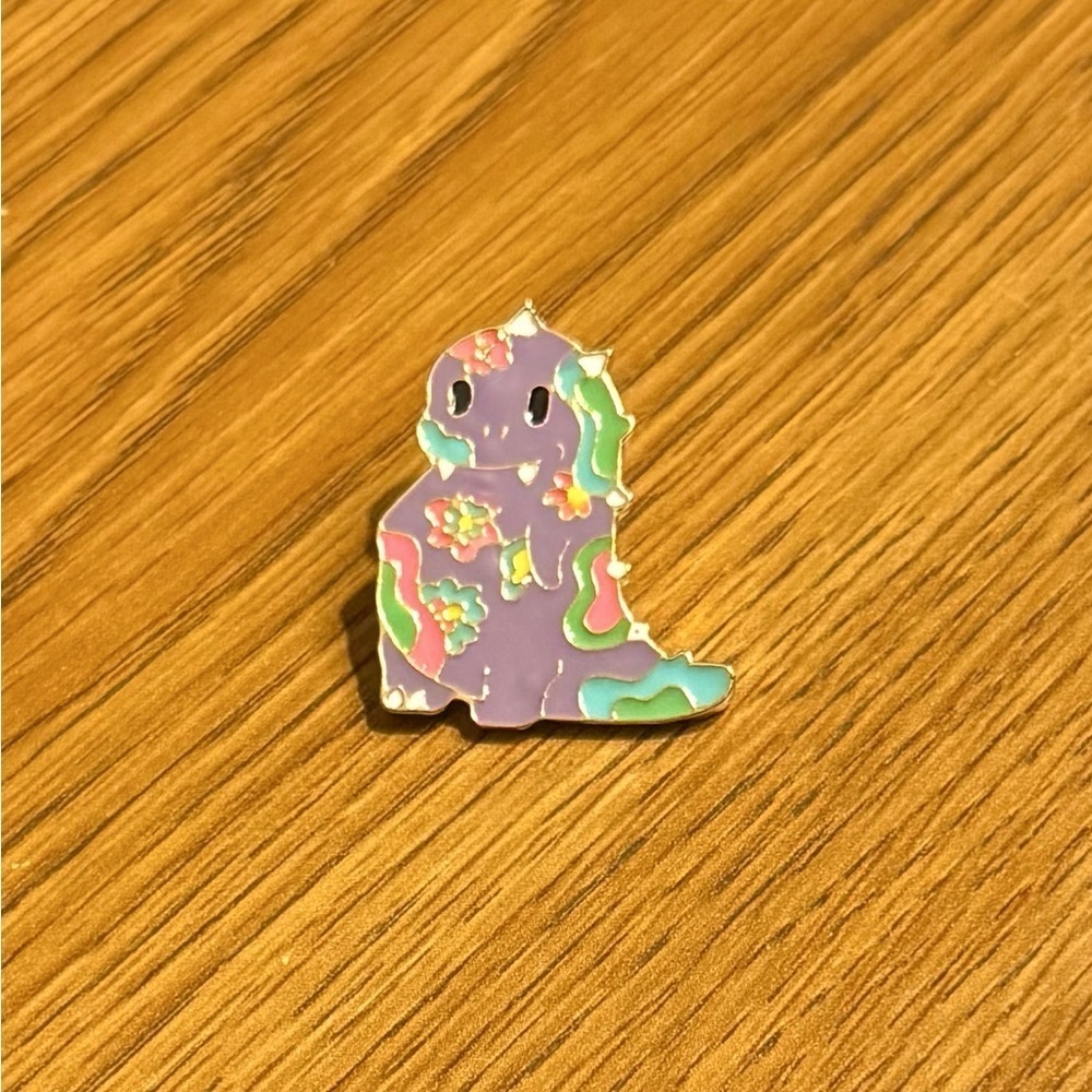 Women’s Accessories Cute Colorful Psychedelic Print Purple Dinosaur Enamel Pin